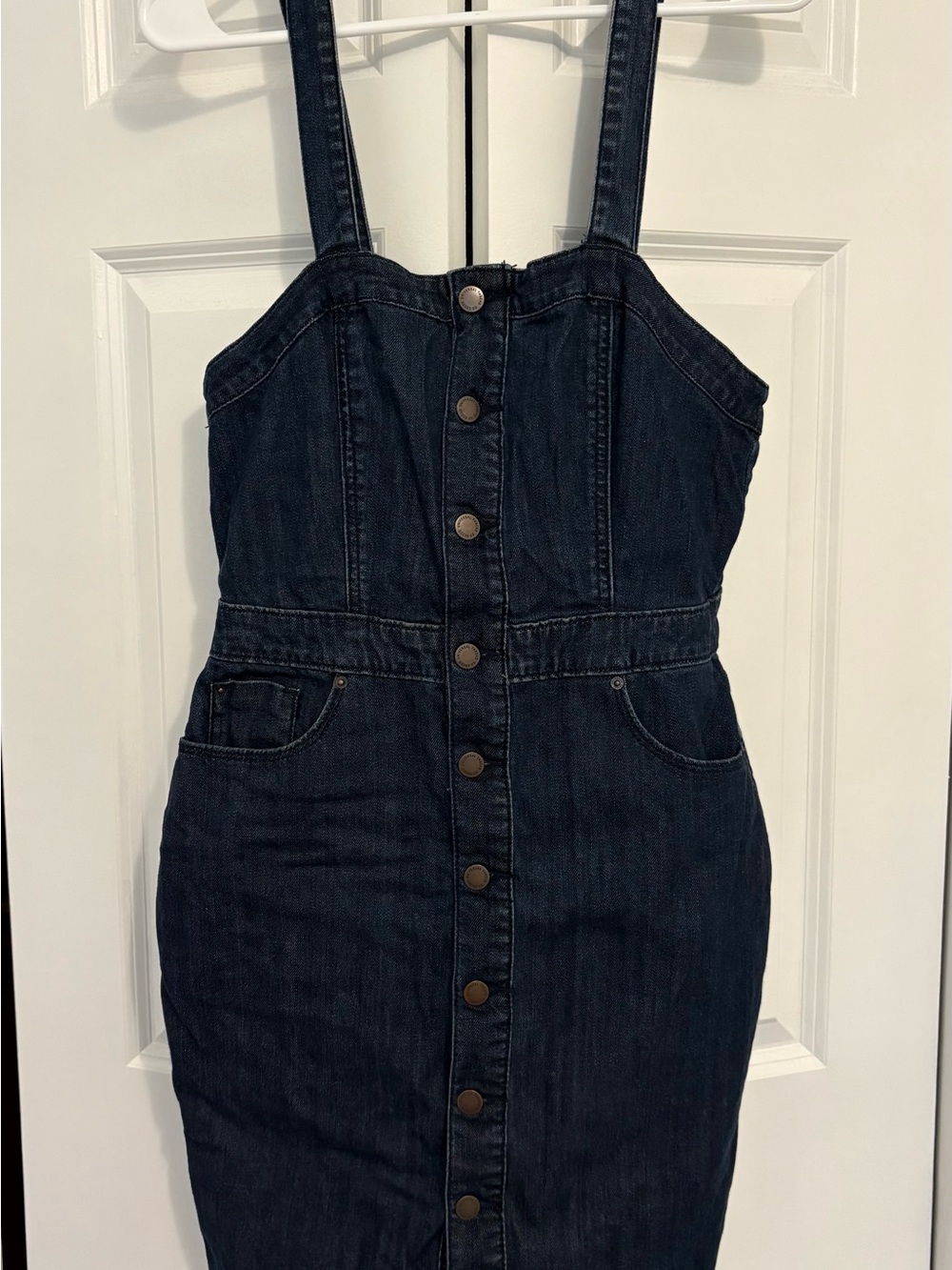 Universal Thread Dark Blue Denim Button-Front Midi Dress